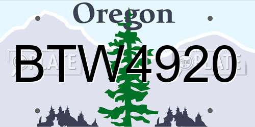 BTW4920 Oregon License Plate