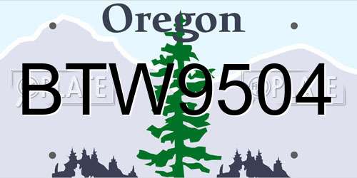 BTW9504 Oregon License Plate