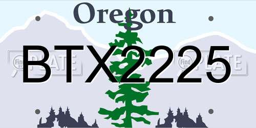 BTX2225 Oregon License Plate