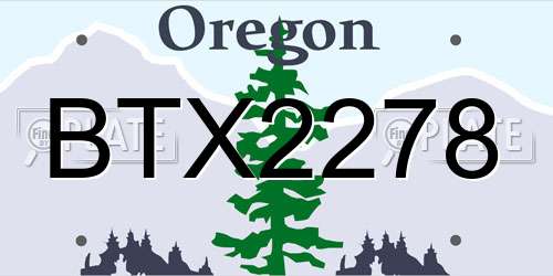 BTX2278 Oregon License Plate