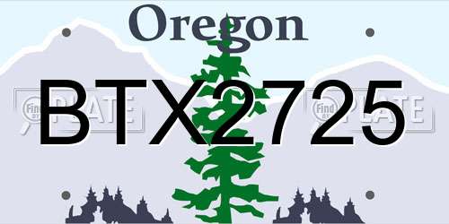 BTX2725 Oregon License Plate