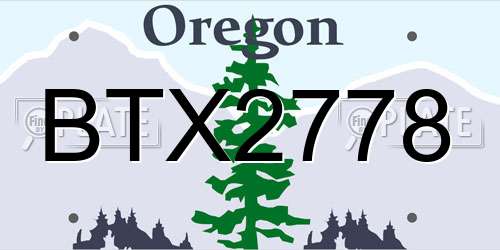 BTX2778 Oregon License Plate