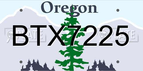 BTX7225 Oregon License Plate