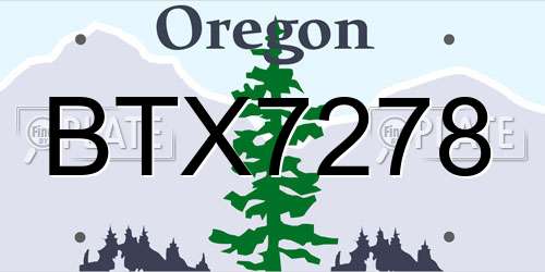 BTX7278 Oregon License Plate