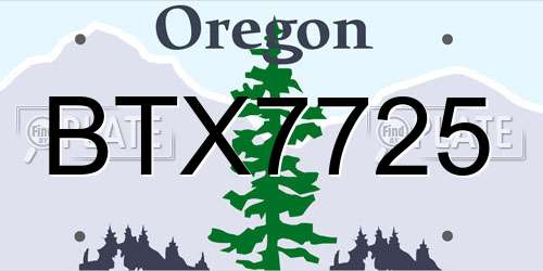 BTX7725 Oregon License Plate
