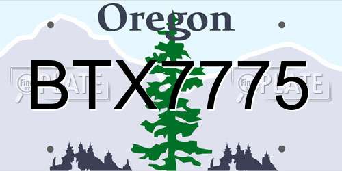 BTX7775 Oregon License Plate