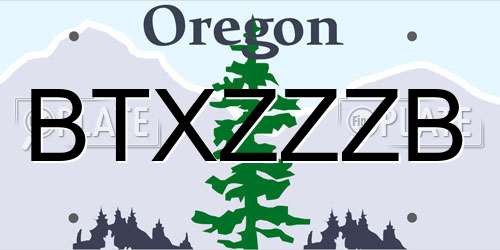BTXZZZB Oregon License Plate