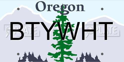 BTYWHT Oregon License Plate