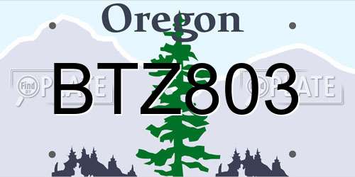 BTZ803 Oregon License Plate
