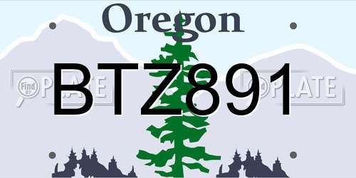 BTZ891 Oregon License Plate