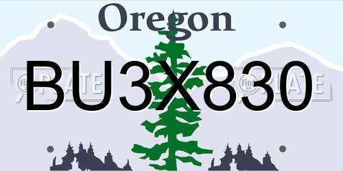 BU3X830 Oregon License Plate
