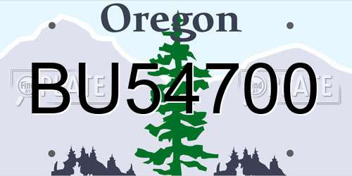BU54700 Oregon License Plate
