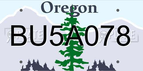 BU5A078 Oregon License Plate