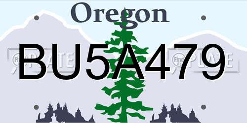 BU5A479 Oregon License Plate