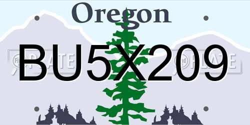 BU5X209 Oregon License Plate