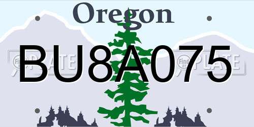 BU8A075 Oregon License Plate