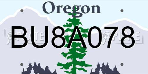 BU8A078 Oregon License Plate