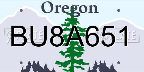 BU8A651 Oregon License Plate