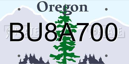 BU8A700 Oregon License Plate