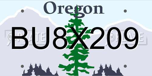 BU8X209 Oregon License Plate