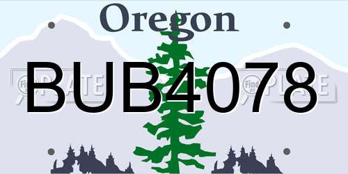 BUB4078 Oregon License Plate