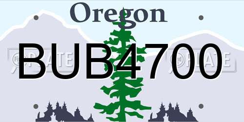 BUB4700 Oregon License Plate