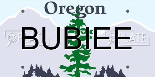 BUBIEE Oregon License Plate