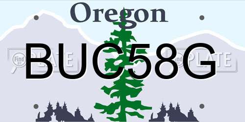 BUC58G Oregon License Plate