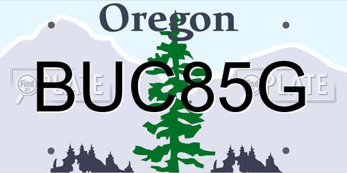 BUC85G Oregon License Plate