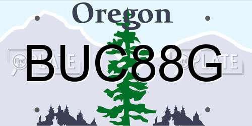 BUC88G Oregon License Plate