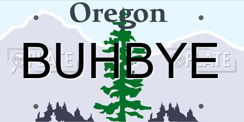 BUHBYE Oregon License Plate