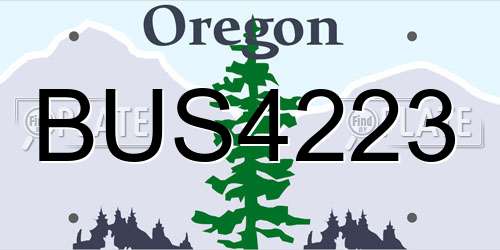 BUS4223 Oregon License Plate