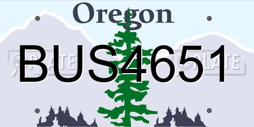 BUS4651 Oregon License Plate
