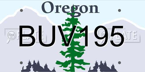 BUV195 Oregon License Plate