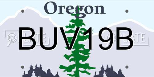 BUV19B Oregon License Plate