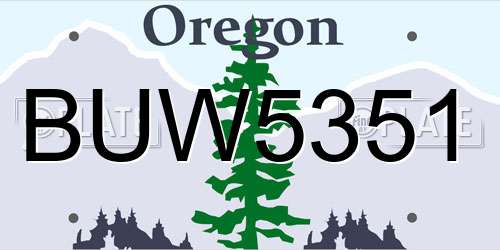 BUW5351 Oregon License Plate