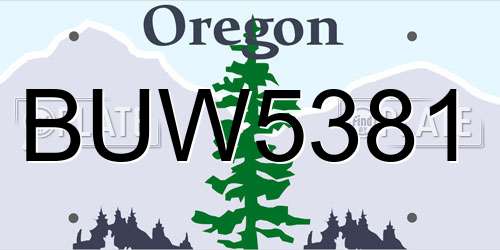 BUW5381 Oregon License Plate