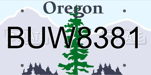 BUW8381 Oregon License Plate