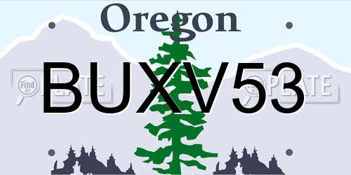 BUXV53 Oregon License Plate