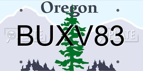 BUXV83 Oregon License Plate