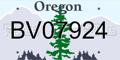 BV07924 Oregon License Plate
