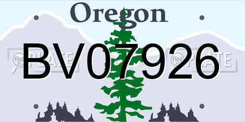 BV07926 Oregon License Plate
