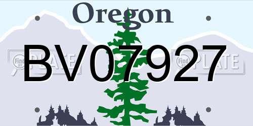 BV07927 Oregon License Plate