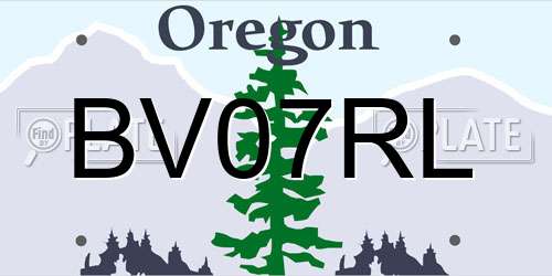 BV07RL Oregon License Plate