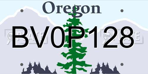 BV0P128 Oregon License Plate