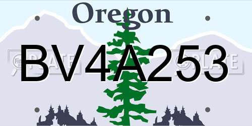 BV4A253 Oregon License Plate