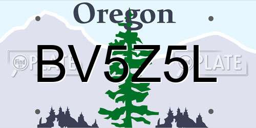 BV5Z5L Oregon License Plate