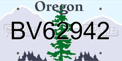 BV62942 Oregon License Plate