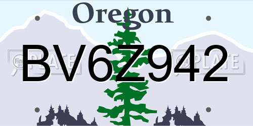 BV6Z942 Oregon License Plate