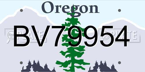 BV79954 Oregon License Plate